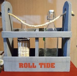 HAND CRAFTED Wood Large Bottle Display Carrier! GRAY Alabama